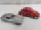 VOLKSWAGEN BEETLE ,61 CORVETTE SCALE MODEL DIE CAST METAL REPLICA