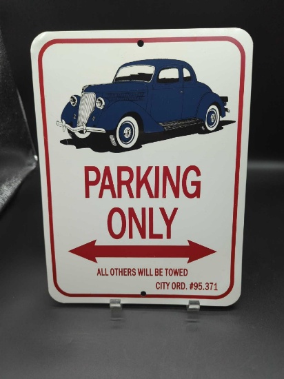 PARKING ONLY TIN SIGN 9"x12"