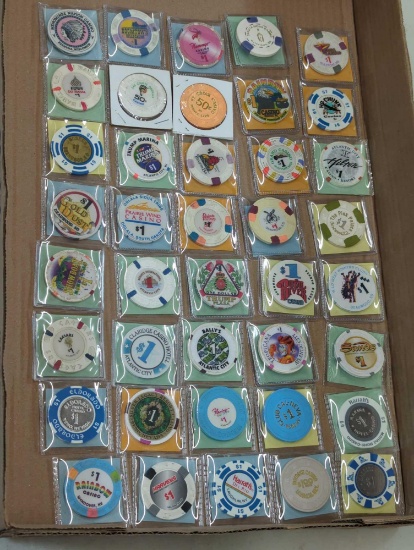 40 CASINO GAMING TOKENS FROM VARIOUS STATES