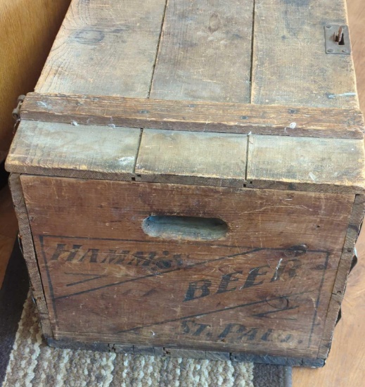 HAMM'S BEER ST. PAUL WOOD BOX 24"X16"x14"