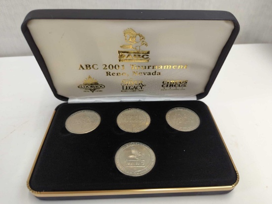 ABC 2001 TOURNAMENT COLLECTOR COINS ELDORADO, SILVER LEGACY,CIRCUS CIRCUS