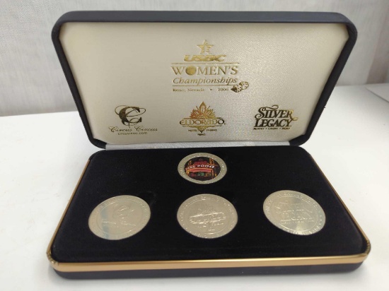 USBC WOMAN CHAMPIONSHIPS 2006 COLLECTOR GAMING TOKENS ELDORADO,SILVER LEGACY,CIRCUS CIRCUS