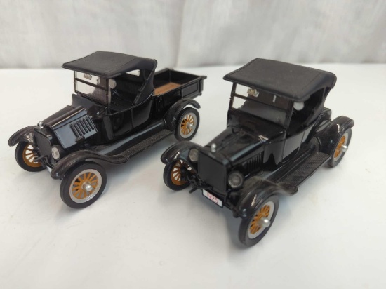 NATIONAL MOTOR MUSEUM MINT 1925 FORD MODEL T PICKUP &CAR 1:32 SCALE REPLICA