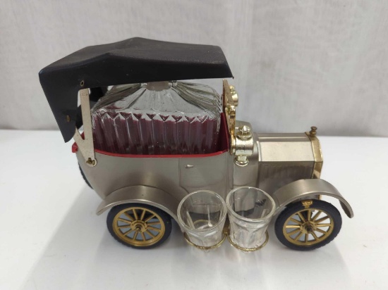 1918 FORD CROWN CAR MUSICAL DECANTER WITH SHOT GLASSES EMPTY WORKS