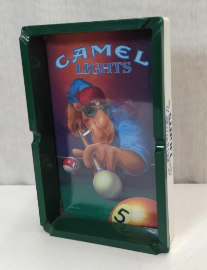 CAMEL LIGHTS "CAMEL PLAYING POOL" ASHTRAY 4.5"x7.5"