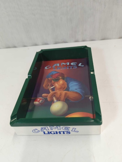 CAMEL LIGHTS "CAMEL PLAYING POOL" ASHTRAY 4.5" x7.5"