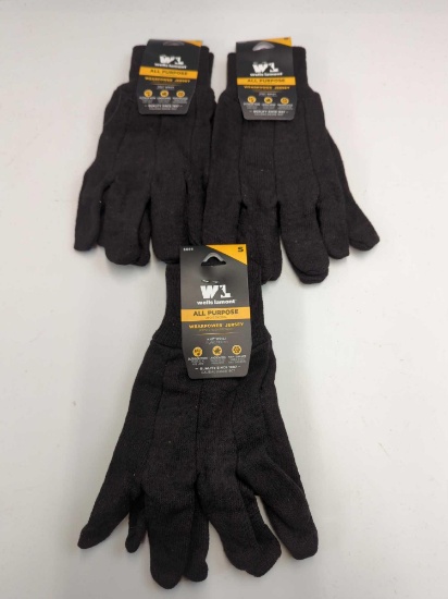 ALL PURPOSE WELLS LAMONT WORK GLOVES SIZE S (3) NEW