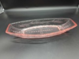 PINK DEPRESSION CELERY DISH WITH ETCHED PATTERN