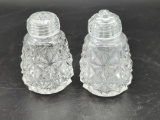 DIAMOND POINT PATTERN SALT & PEPPER SHAKERS GLASS