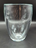 ETCHED LEAD CRYSTAL VASE