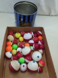 FISHING BOBBER LOT W/TIN