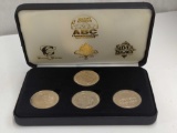 ABC TOURNAMENT RENO 2004 $1.00 GAMING TOKENS ELDORADO SILVER LEGACY CIRCUS CIRCUS