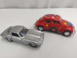 VOLKSWAGEN BEETLE ,61 CORVETTE SCALE MODEL DIE CAST METAL REPLICA