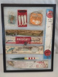 VINTAGE FISHING TACKLE DISPLAY INCLUDING 12