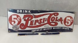 ANDE ROONEY DRINK PEPSI :COLA 5... AMERICA'S BIGGEST NICKEL'S WORTH PORCELAIN ADVERTISING SIGN 18