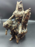 PROVINCIAL MOLD 89 NATIVE AMERICAN WITH WOLVES CERAMIC STATUE 10