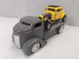 1947 FORD FLATBED MADE BY JADE 1:24 SCALE & 1932 FORD DEUCE COUPE FRANKLIN MINT 1:24 SCALE WITH BOX