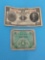 1943 NETHERLANDS INDIE 1 GULDEN - 1944 FRANCE 2 FRANCS WWII ERA NOTES
