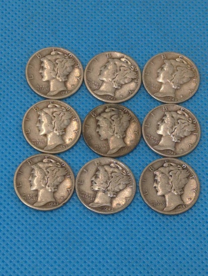 MERCURY DIME LOT - 9