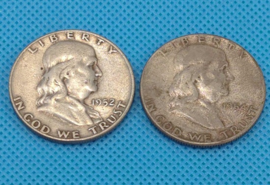 1952D AND 1954 FRANKLIN HALF DOLLARS