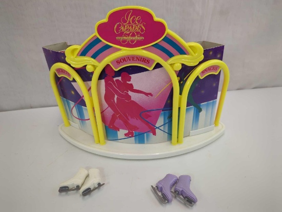 BARBIE 1989 ICE CAPADES SCENE NOT COMPLETE W (2) PAIR OF ICE SKATES