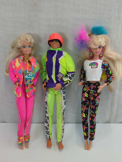 BARBIE DOLLS (3) TROLL BARBIE, SKI KEN, SKI BARBIE NO BOXES NOT COMPLETE