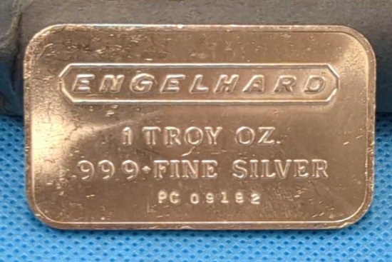ENGELHARD 1 TROY OZ. FINE SILVER .999 + BAR
