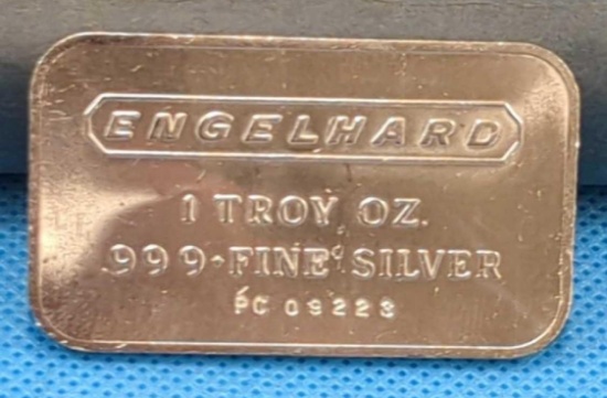ENGELHARD 1 TROY OZ. FINE SILVER .999 + BAR