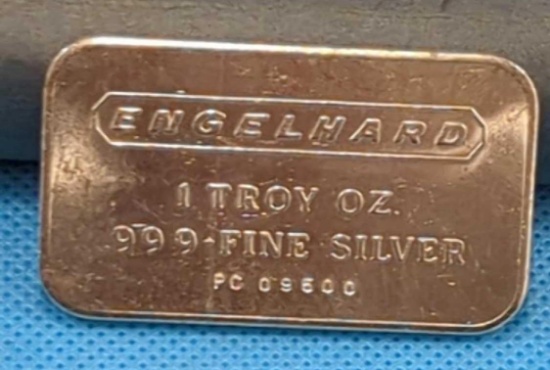 ENGELHARD 1 TROY OZ. FINE SILVER .999 + BAR