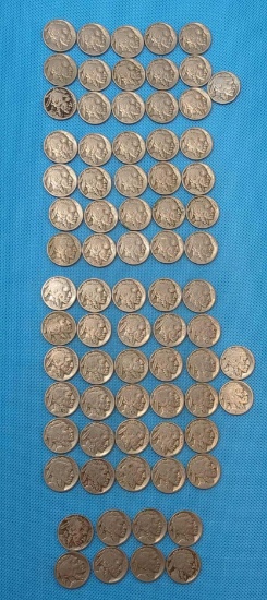 BUFFALO NICKEL LOT 1919-8, 1924-16, 1925-20, 1926-32 TOTAL 76