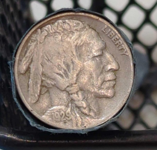 ONE ROLL OF 1929 BUFFALO NICKELS - 40 TOTAL - DATES FAINT