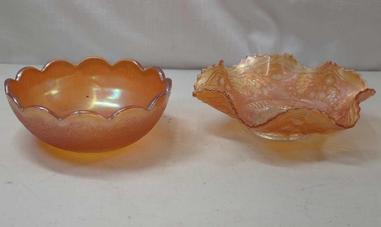 JEANNETTE CRACKLE - ORANGE TREE CARNIVAL GLASS PIECES