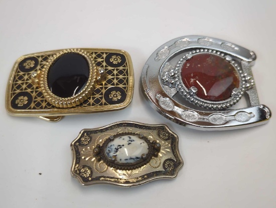 BELT BUCKLES VINTAGE WITH STONE (3)