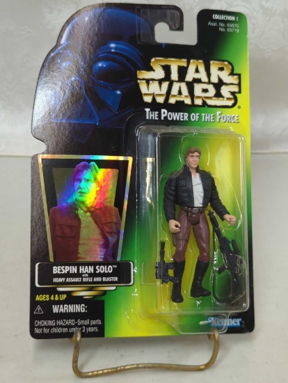 STAR WARS THE POWER OF THE FORCE - BESPIN HANS SOLO W/ HEAVY ASSAULT RIFLE AND BLASTER- KENNER