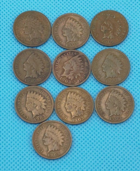 INDIAN HEAD PENNY LOT - 1901-2, 1902, 1903-7