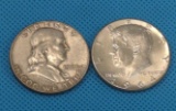1962D FRANKLIN AND 1964 KENNEDY HALF DOLLAR