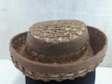 CUTTS LADIES STRAW HAT WITH BROWN BOW