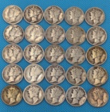 MERCURY DIMES LOT OF 25- VARIOUS DATES - SILVER