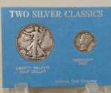 TWO SILVER CLASSICS- 1942 S LIBERTY WALKING HALF DOLLAR - 1945 MERCURY DIME