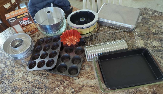 Bakeware , cookie press ,jello ring muffin pans