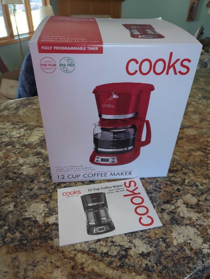 Cooks programmable timer 12 cup coffee pot in box