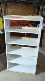 White Bookshelf with Natural Wood Accents, 5 Shelves, 47 3/8