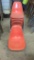 10 Herman Miller Orange Stackable Plastic Molded Shell Chairs, Metal Frame