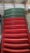 10 Red Stackable Plastic Molded Shell Chairs, Metal Frame