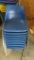 10 blue Stackable Plastic Molded Shell Chairs, Metal Frame