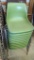 10 Green Plastic Molded Shell Style Stackable Chairs, Metal Frame