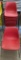 10 Red Stackable Plastic Molded Shell Chairs, Metal Frame, Red