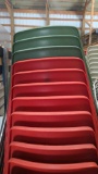 10 Red Stackable Plastic Molded Shell Chairs, Metal Frame