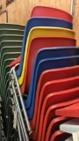 10 Stackable Plastic Molded Shell Chairs, Metal Frame - Multi Color