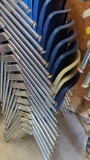 10 Stackable Plastic Molded Shell Chairs, Metal Frame